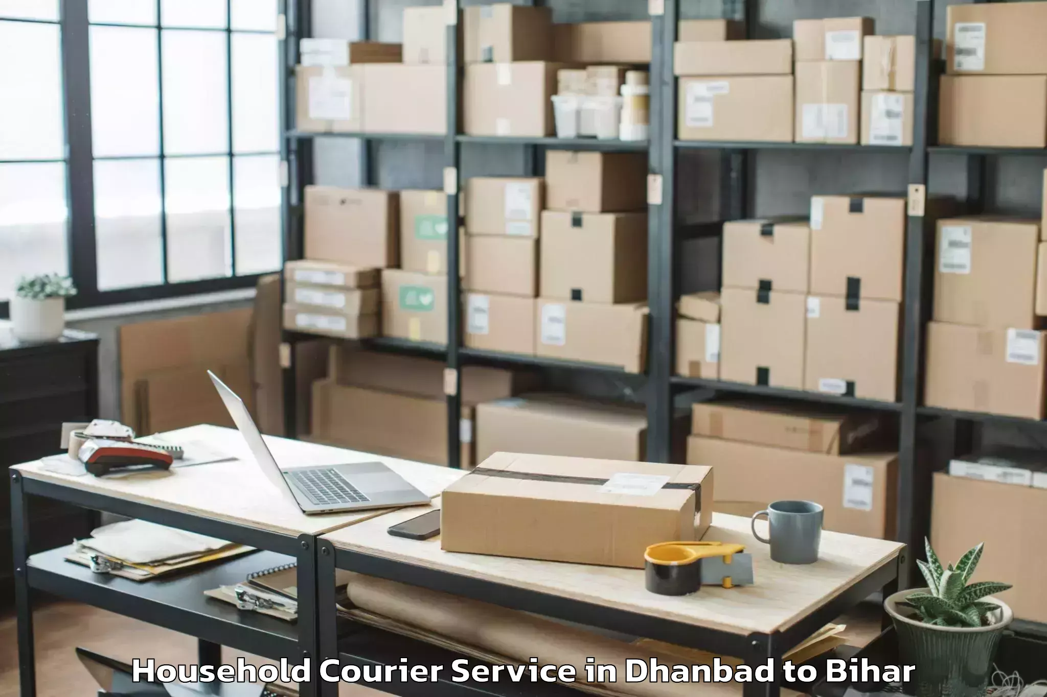 Trusted Dhanbad to Harsidhi Pakariya Household Courier